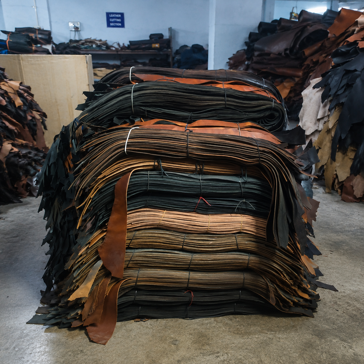Belt leather — graded bundles ready for dispatch