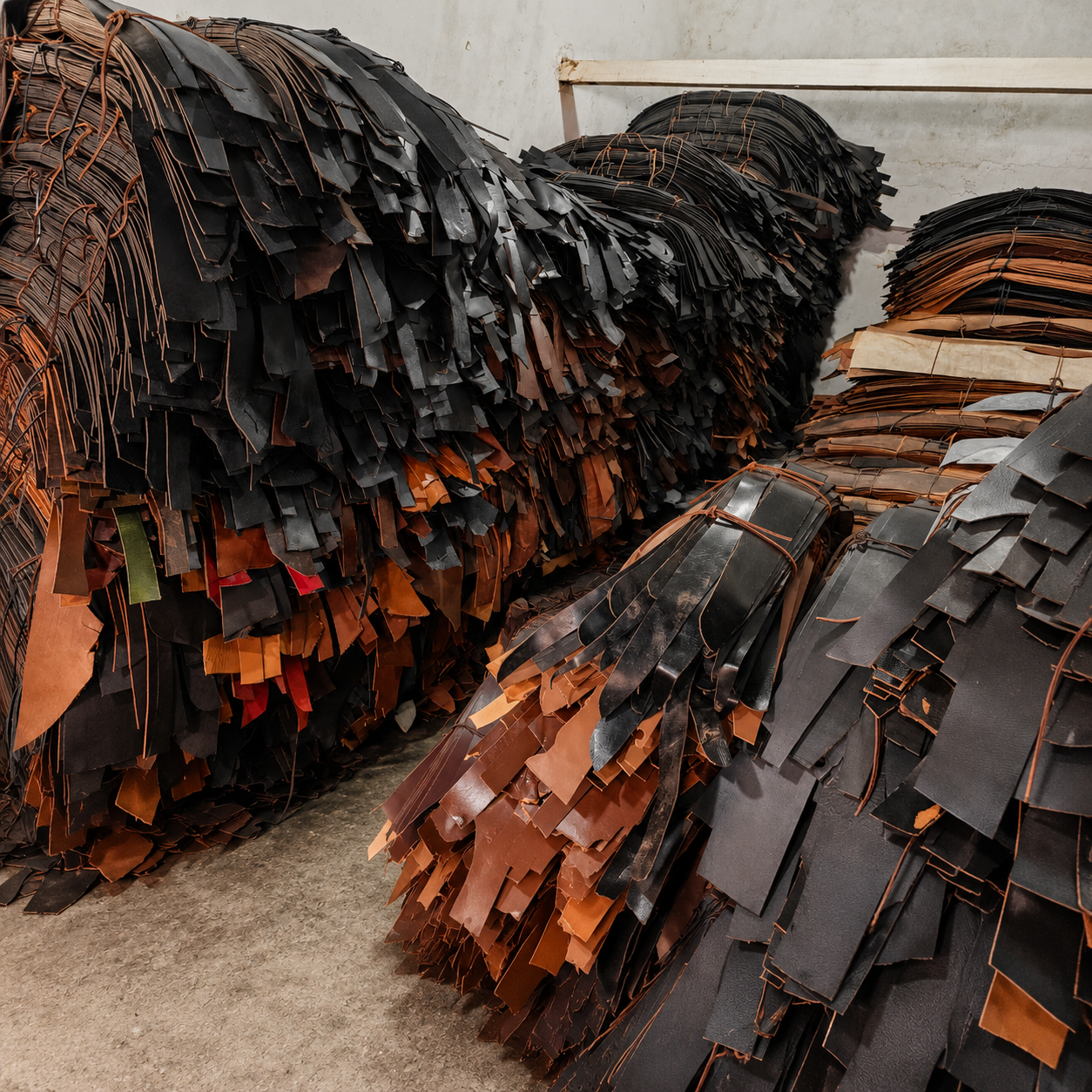 Belt leather stacks at our Pernambut facility