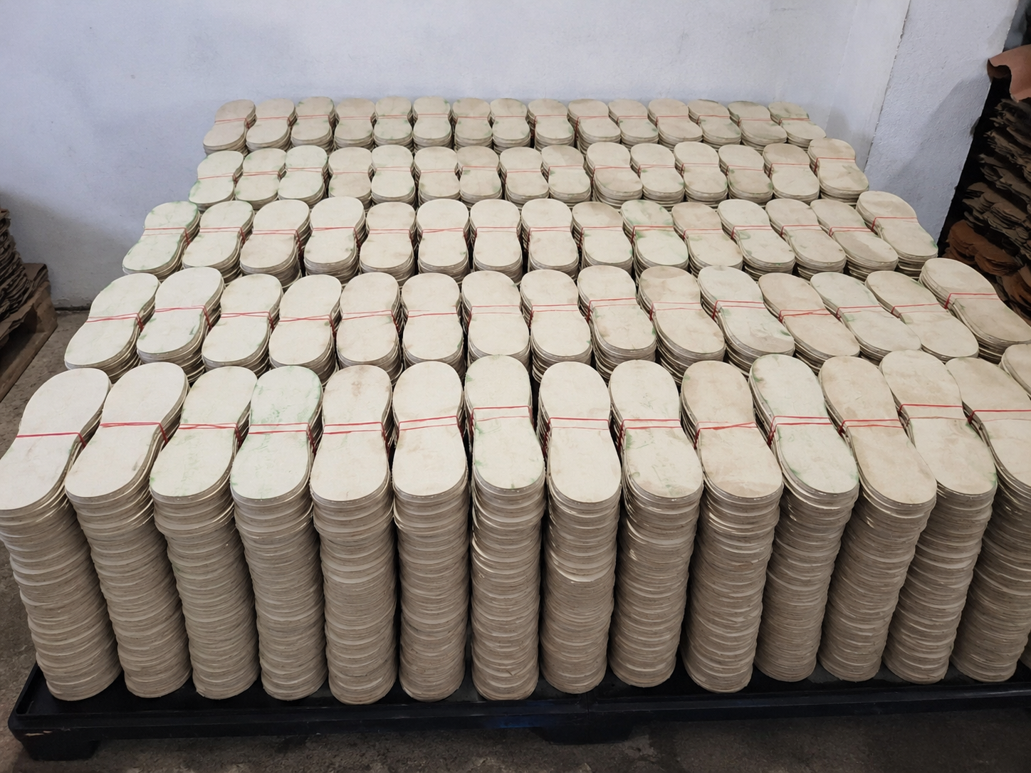 Sole leather — stacked packs ready for export