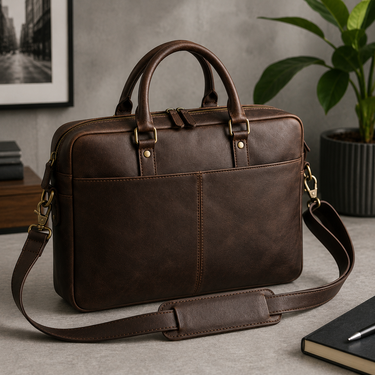 Finished leather bag — assembled and quality checked